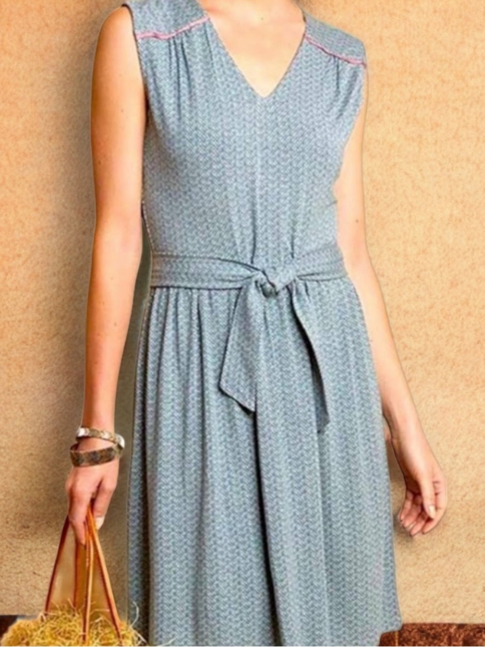 Matilda Jane NWT Slate Gray Blue Geo Katy floral sleeveless dress